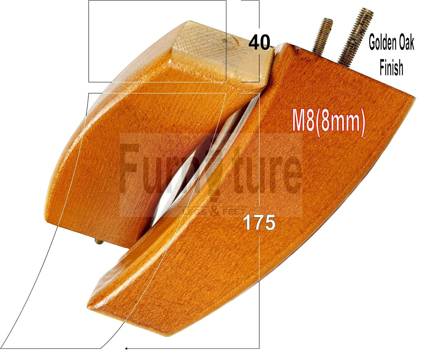 SET OF 4 WOODEN FURNITURE FEET 175mm HIGH REPLACEMENT SOFA LEGS 8mm Thread