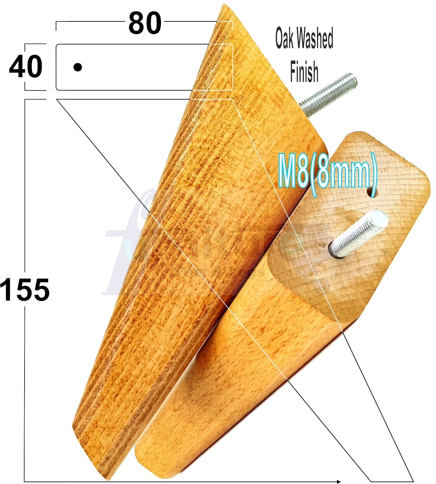 4 Replacement Tapered Feet 150mm High Wood Angled Furniture Legs 6 Inches Tall Chairs Stools Sofa's Beds Settee Cabinets M8