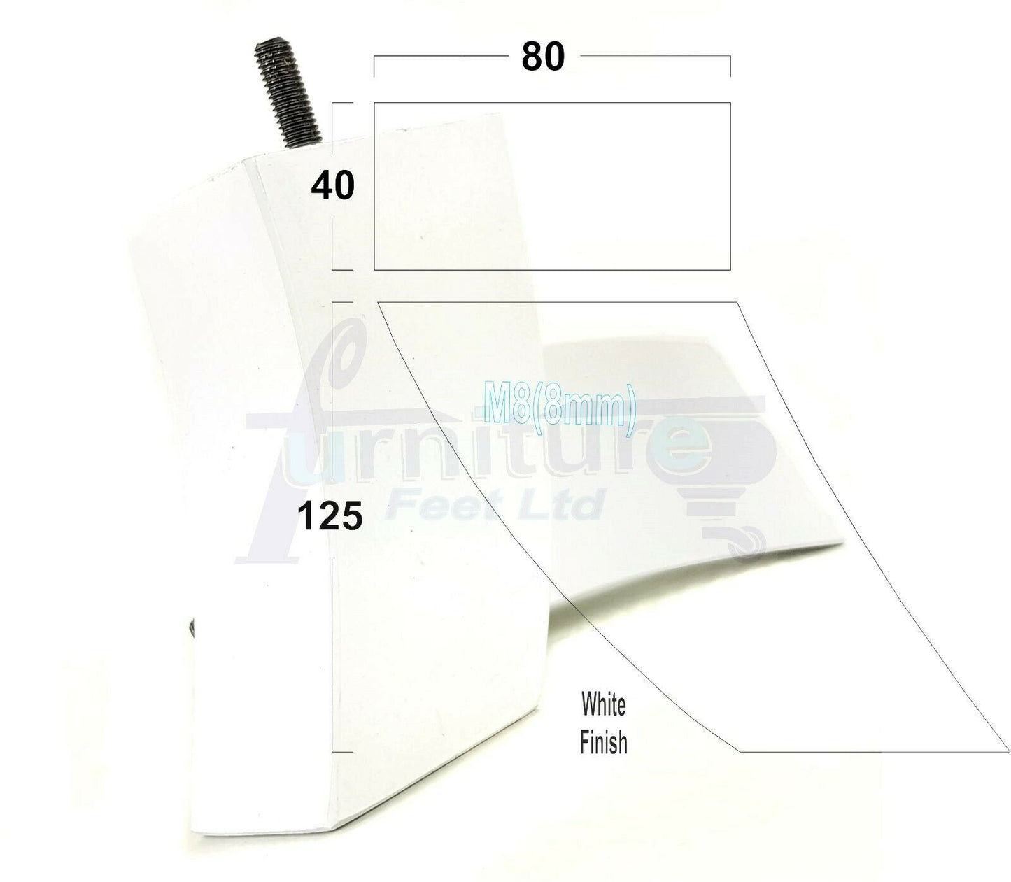 SET OF 4 WOODEN FURNITURE FEET 125mm HIGH REPLACEMENT SOFA LEGS 8mm Thread