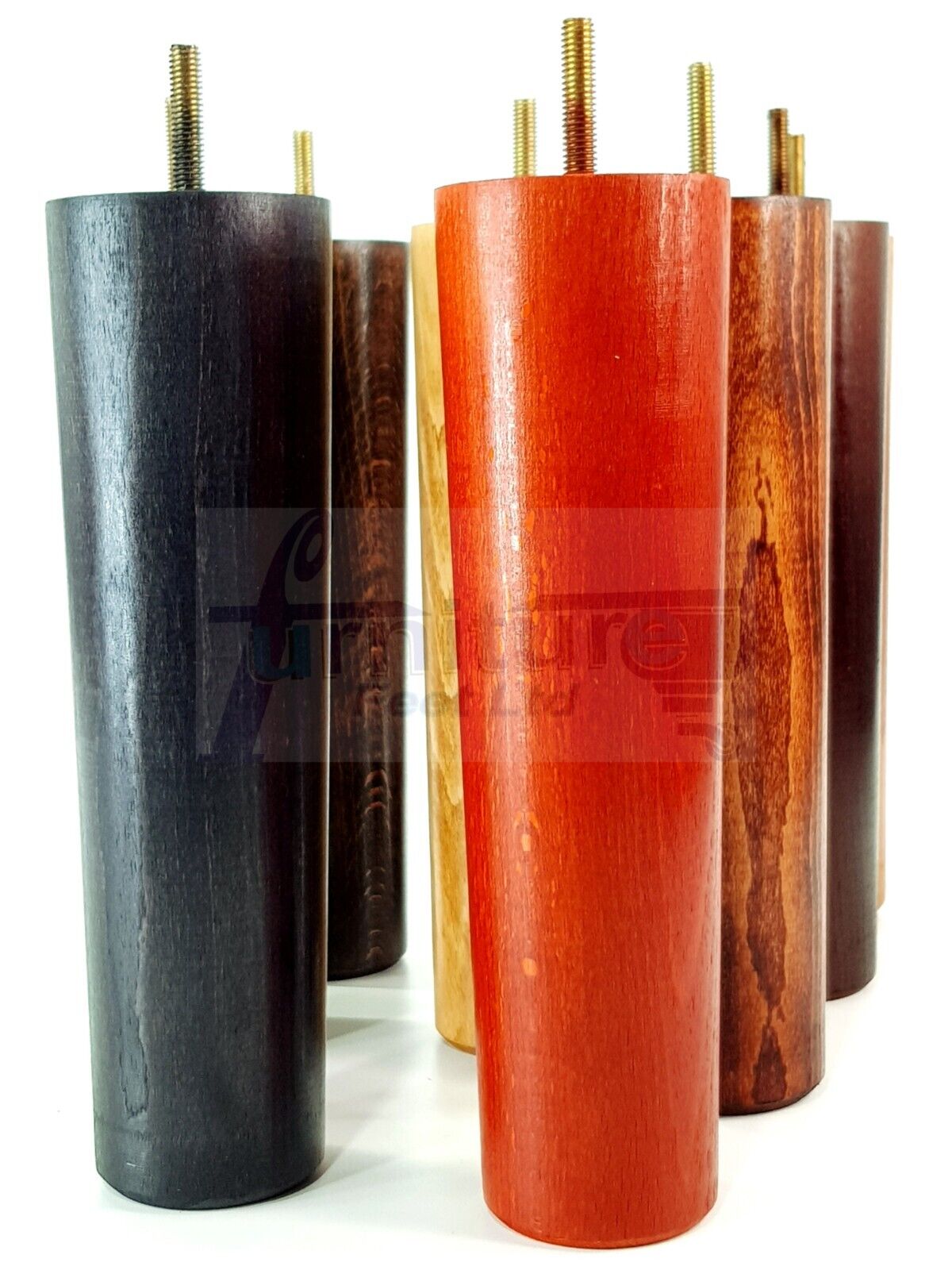 4 Solid Wood Turned Furniture Legs Replacement Bun Feet 230mm High Chairs Stools Sofa Bed Legs Settee & Cabinets M8 Multiple Colours