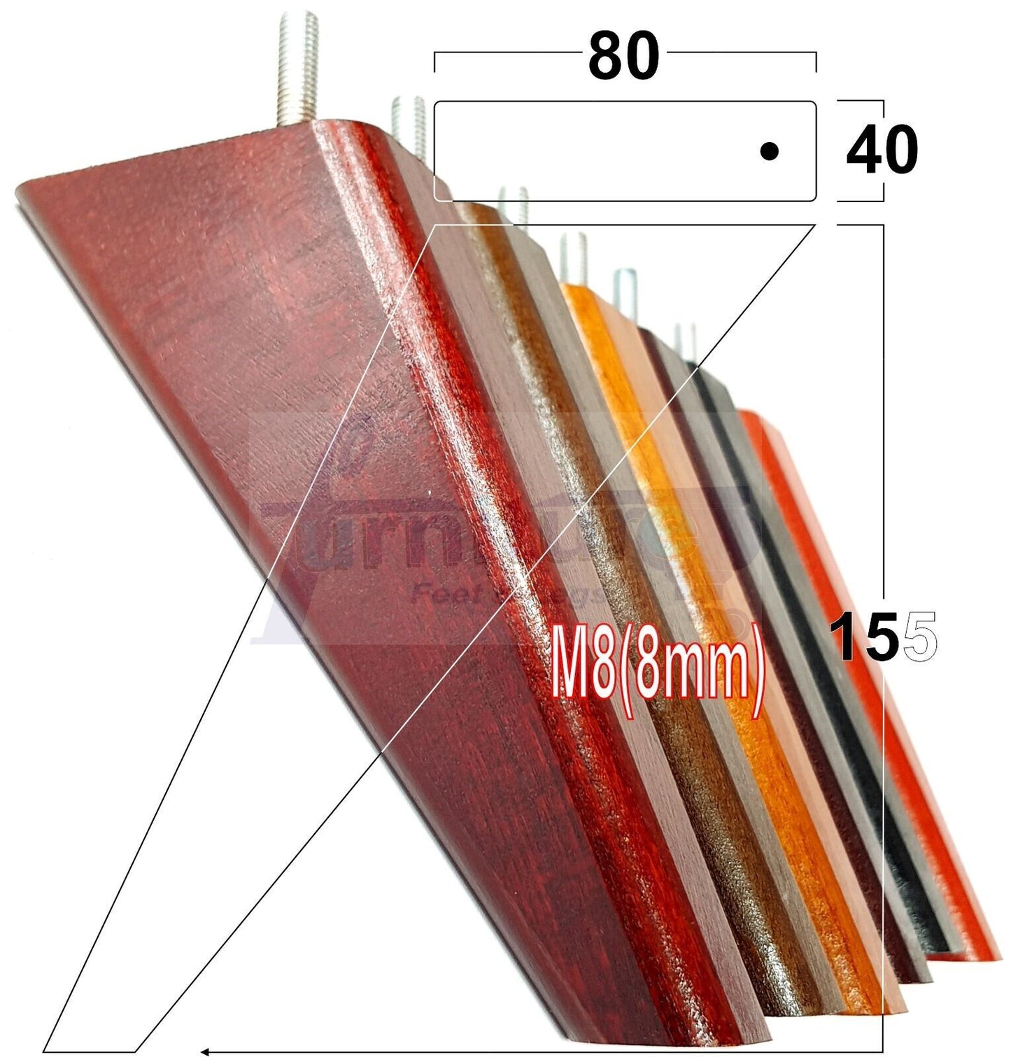 4 Replacement Tapered Feet 150mm High Wood Angled Furniture Legs 6 Inches Tall Chairs Stools Sofa's Beds Settee Cabinets M8