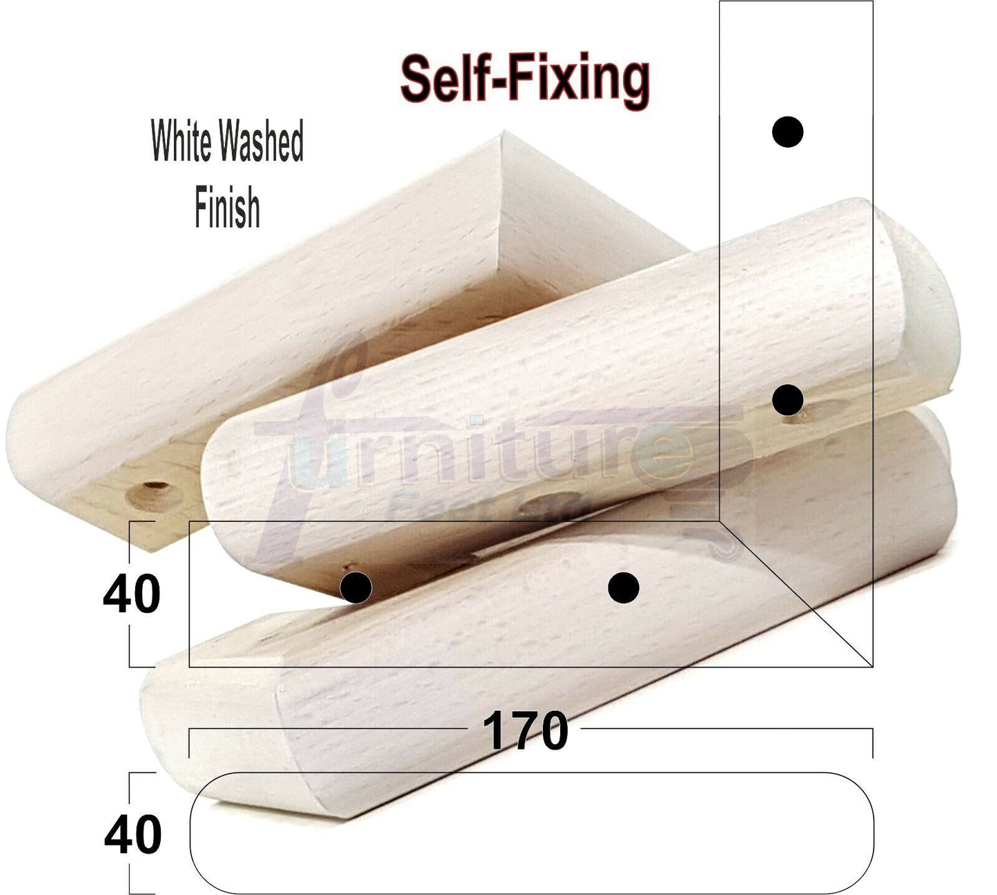 Set Of 4 Wooden Corner Furniture Feet 40mm High Replacement Sofa Chair Legs