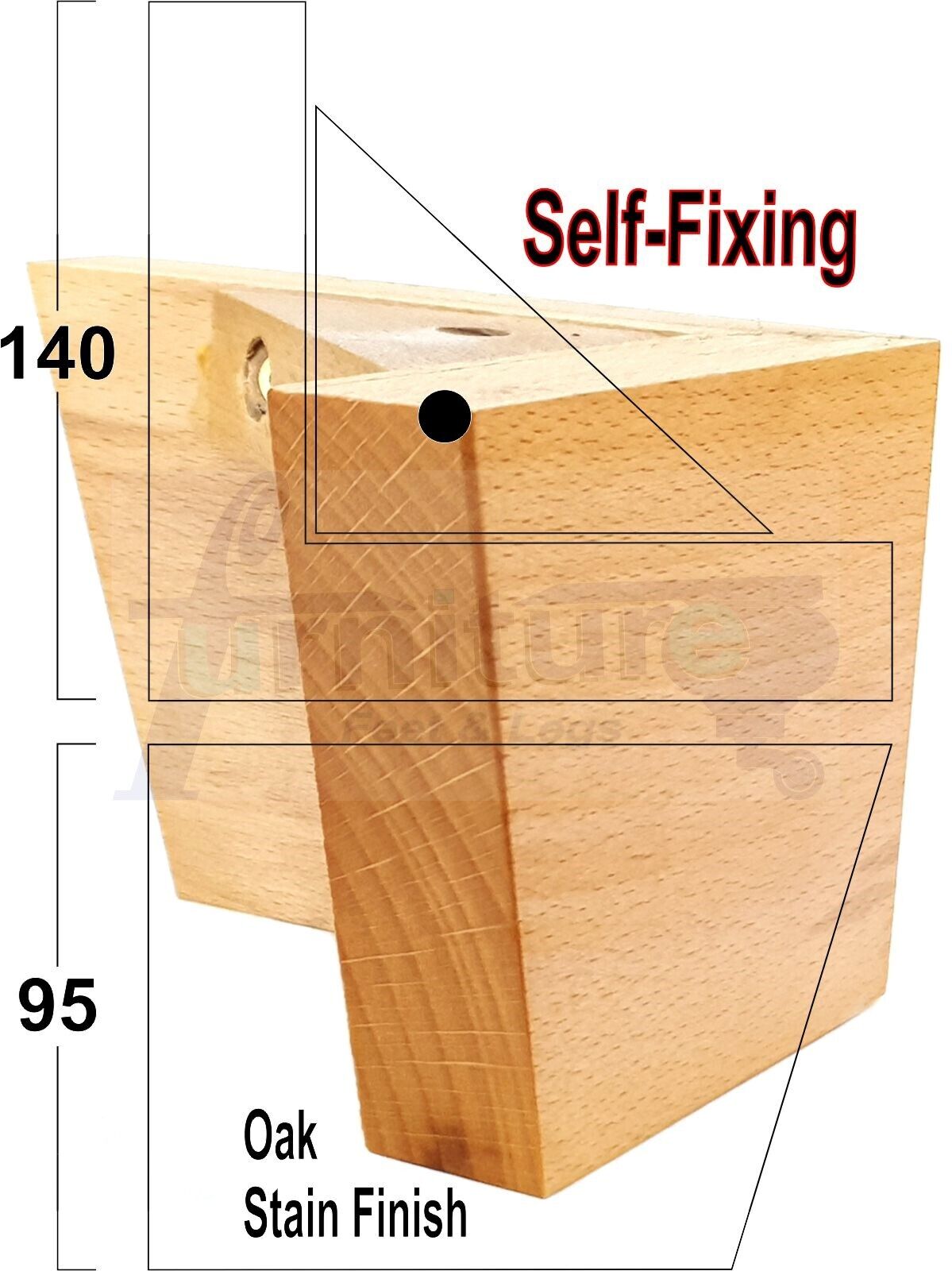 4 Solid Wood Furniture Legs Replacement Corner Feet 95mm High Multi Colours Chairs Stools Sofa Beds Settee & Cabinets Fix With Screws