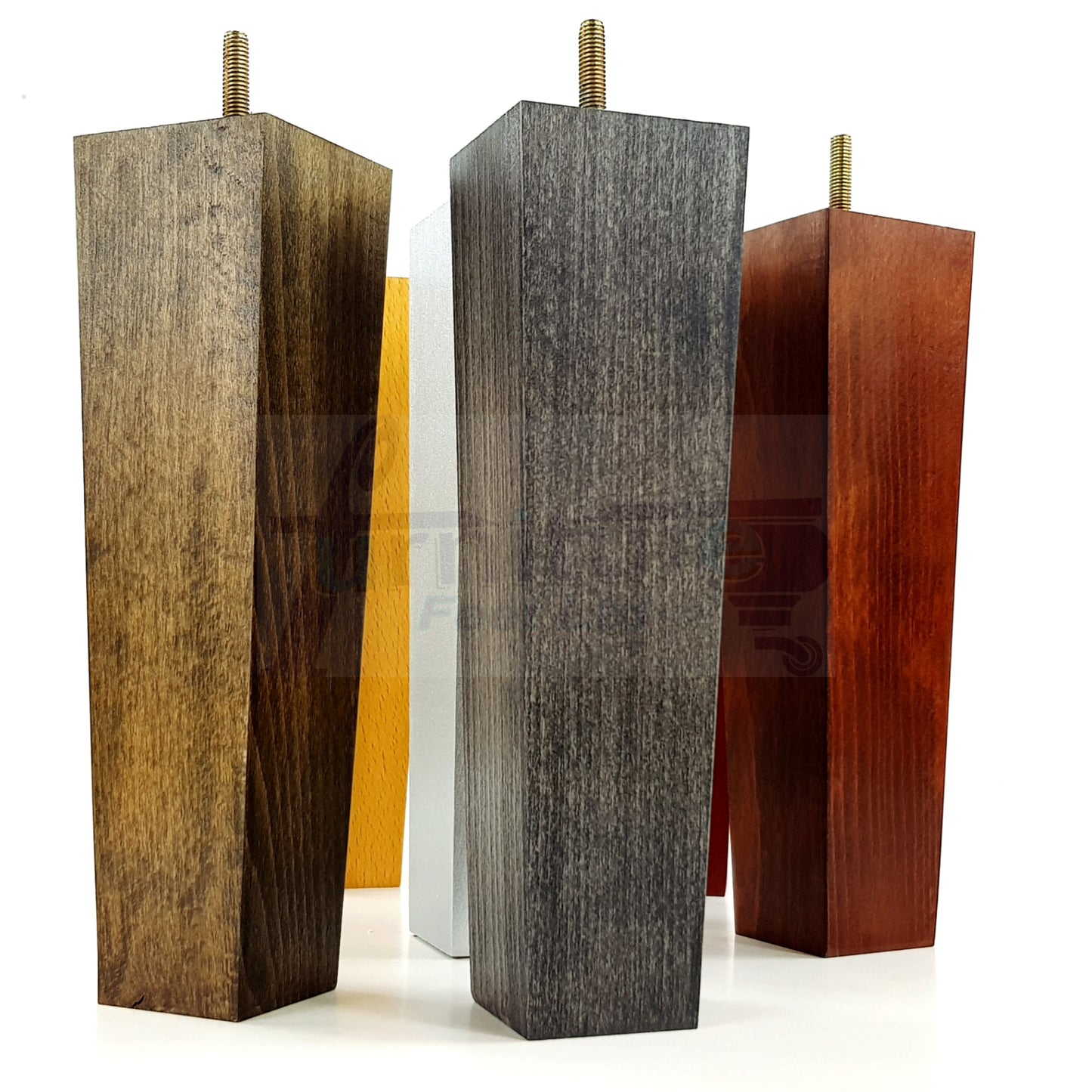 4 Solid Wood Furniture Feet Square Replacement Block Tapered Legs 220mm High M8 Sofa Chairs Stools Cabinets Beds