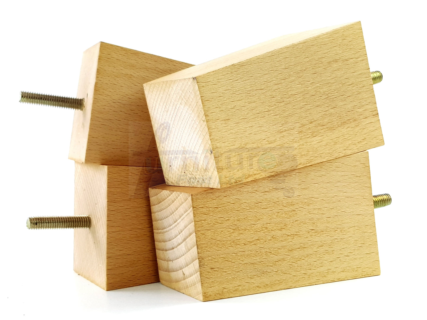 Solid Wood Furniture Feet Square Replacement Block Tapered Legs 100mm High M8 Set of 4 Sofa Chairs Stools Cabinets Beds