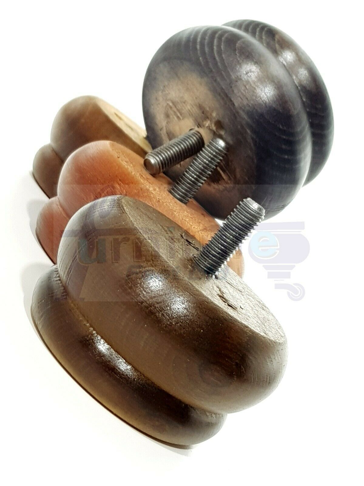 4 Turned Wood Furniture Legs Chair Sofa Bed M8 Replacement Bun Feet 50mm High