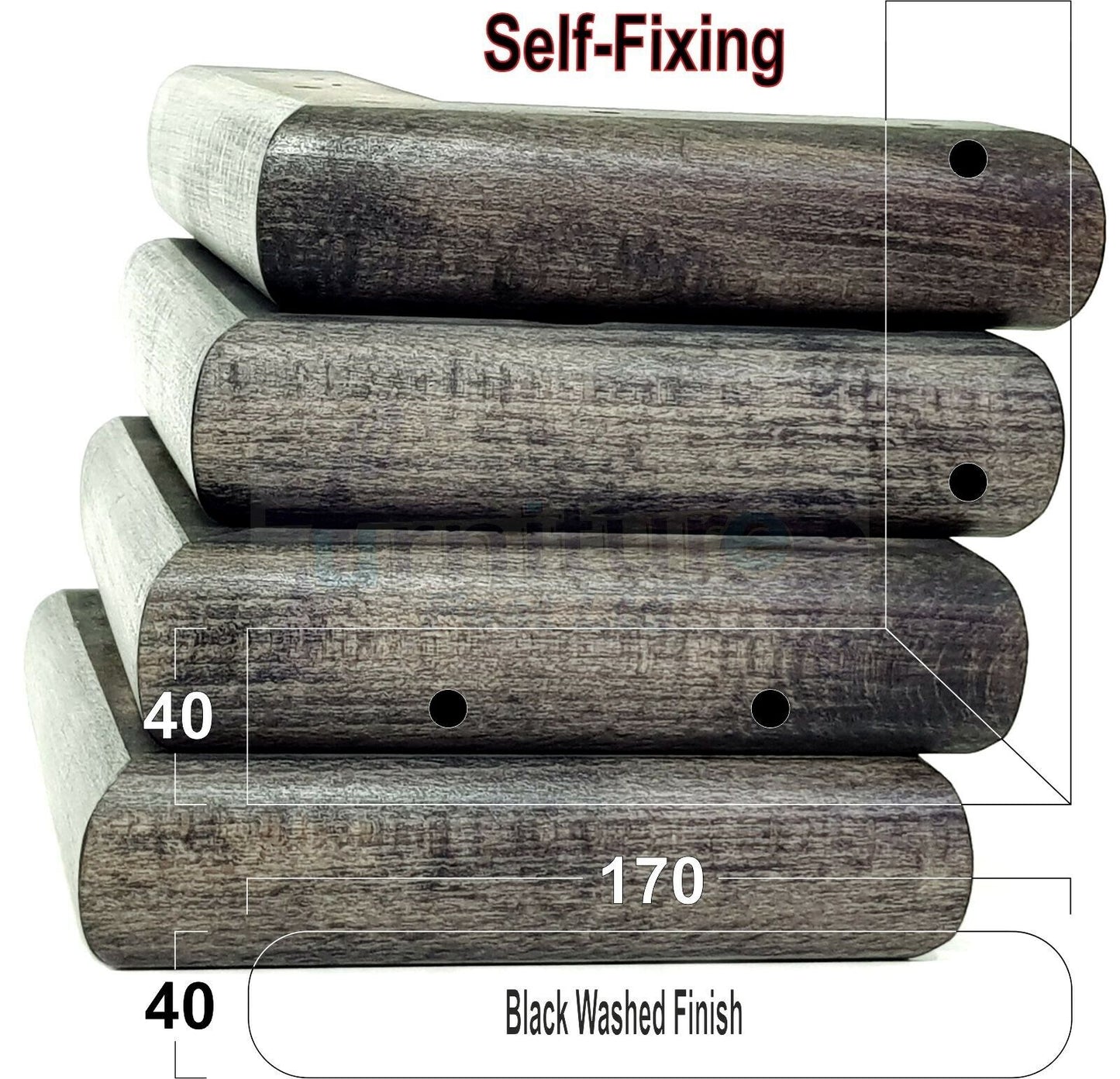 Set Of 4 Wooden Corner Furniture Feet 40mm High Replacement Sofa Chair Legs