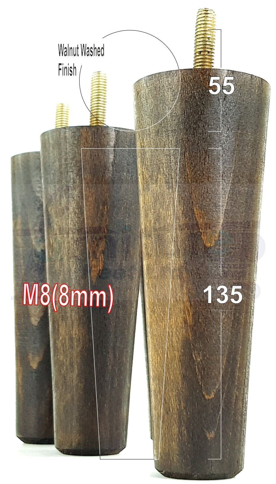 4 Solid Wood Replacement Furniture Chair Legs M8 Settee Sofa Feet 135mm High