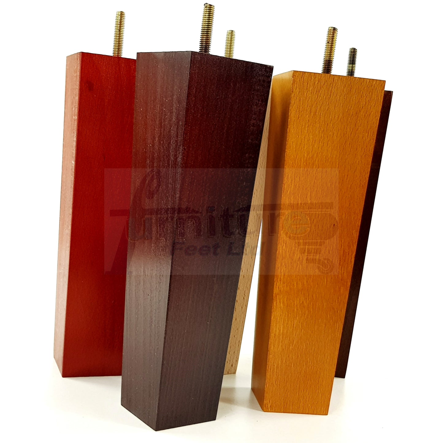 4 Solid Wood Furniture Feet Square Replacement Block Tapered Legs 220mm High M8 Sofa Chairs Stools Cabinets Beds