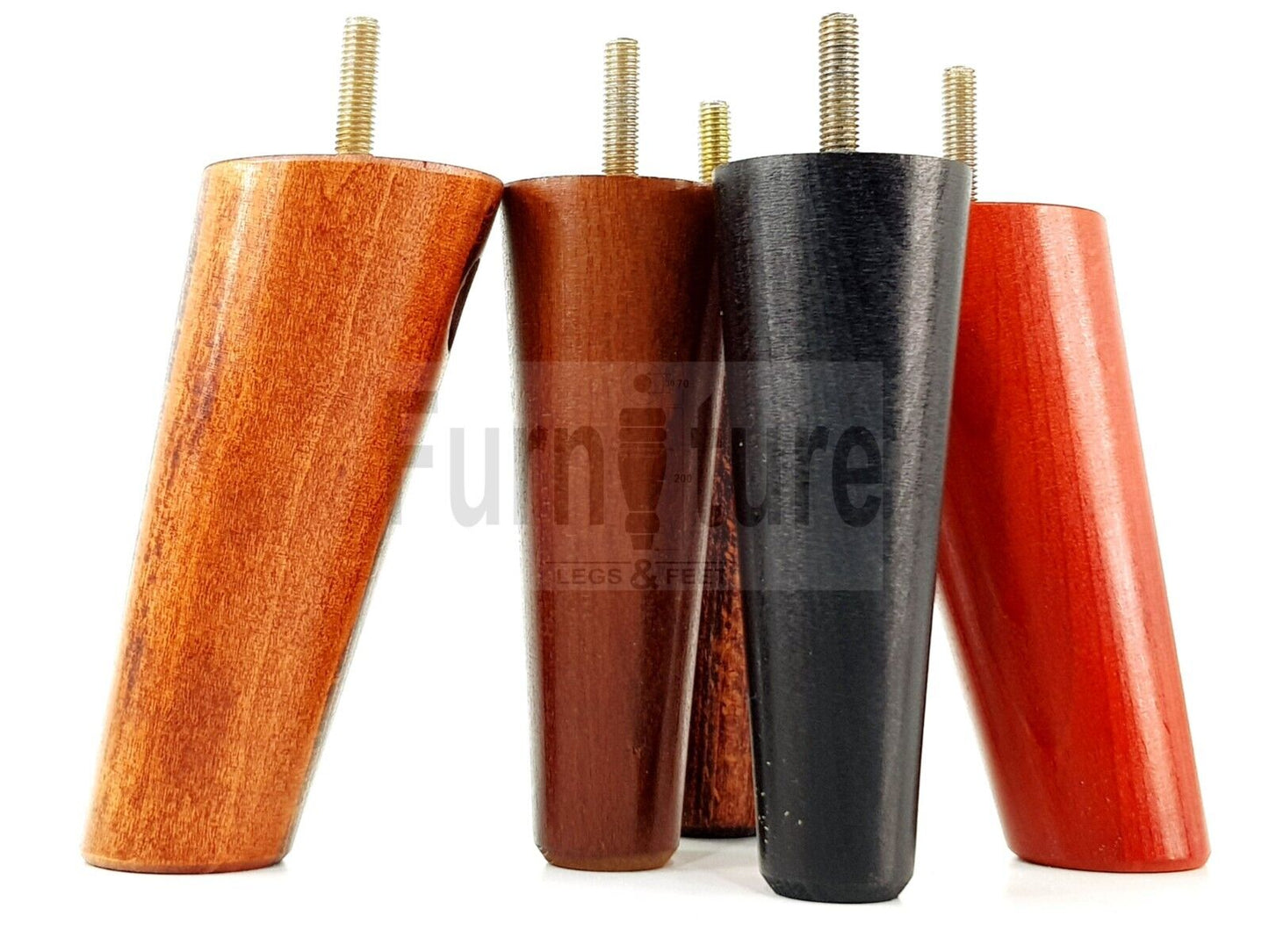 4 Solid Wood Turned Furniture Feet Replacement Mid Centry 2 Angled Retro Legs 135mm High 2 Straight M8 Sofa Chairs Stools Cabinets Beds