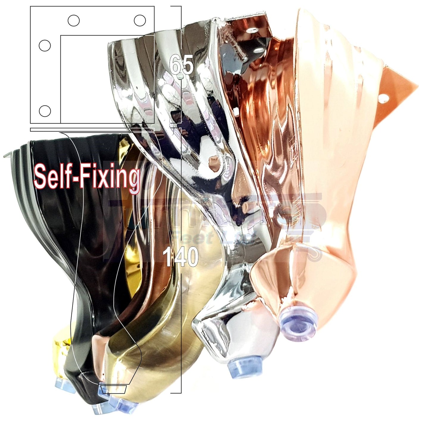 4x White Metal Queen Anne Feet 140mm High Furniture Legs Sofa Chair Cabinet Stool Bed