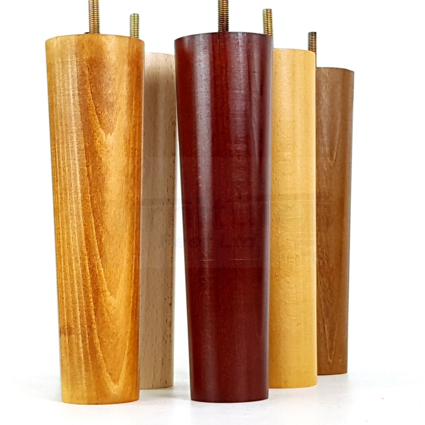 4 Solid Wood Turned Furniture Legs Replacement Bun Feet 230mm High Chairs Stools Sofa Bed Legs Settee & Cabinets M8 Multiple Colours