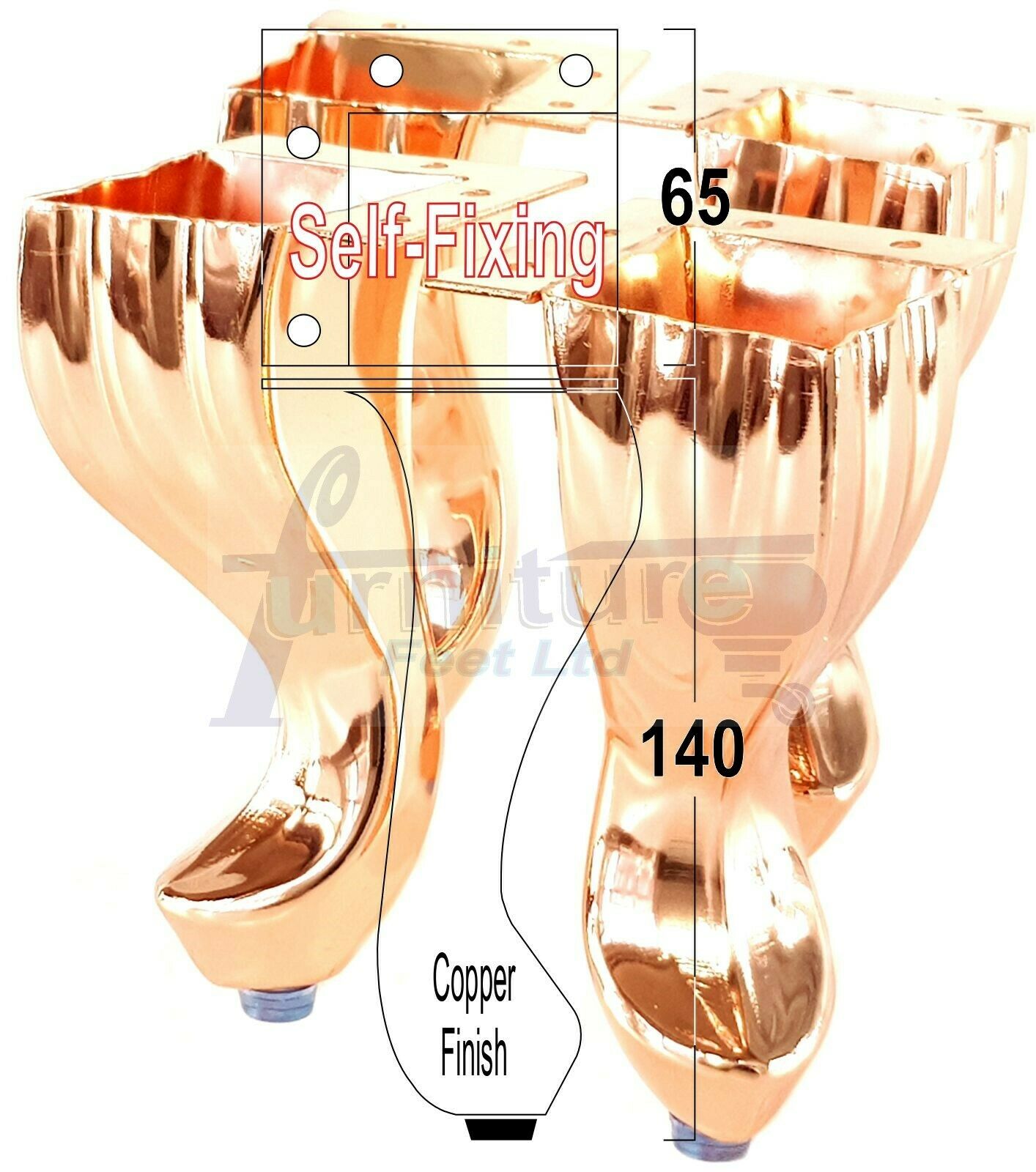 4 Metal Queen Anne Feet 140mm High Furniture Legs Sofa Chair Cabinet Stool Bed