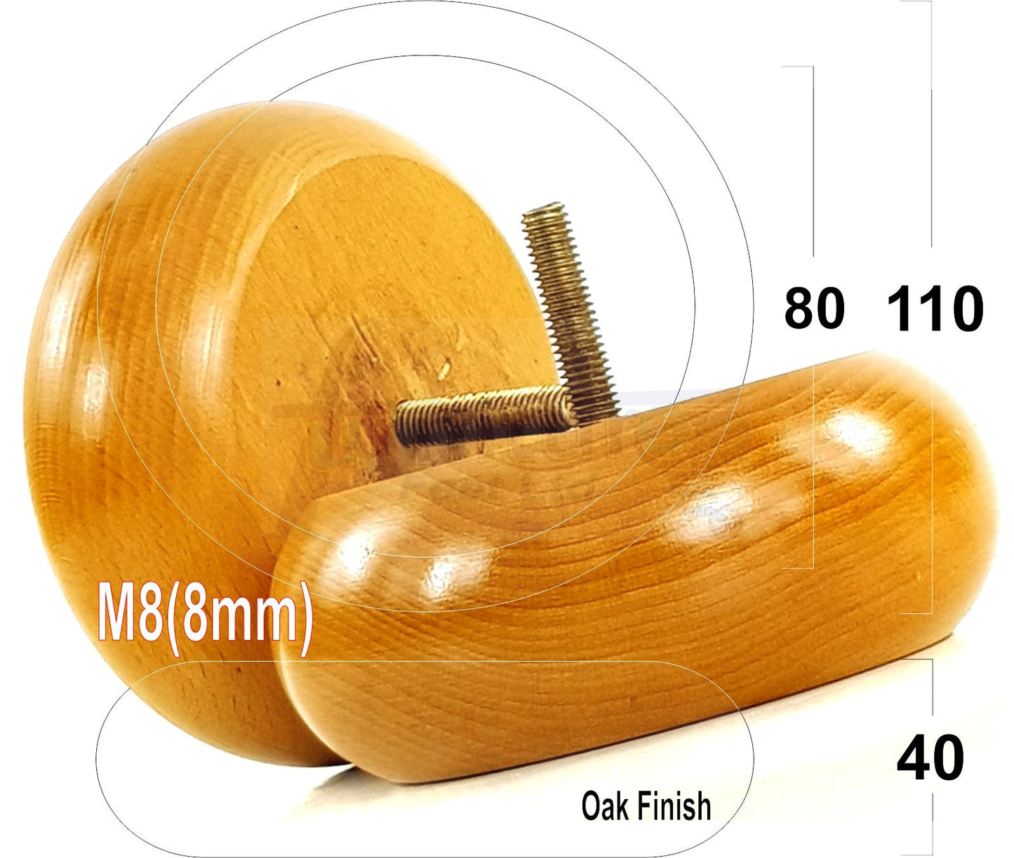 Set Of 4 Turned Wood Furniture Legs Chair Sofa Bed Replacement Bun Feet 40mm High