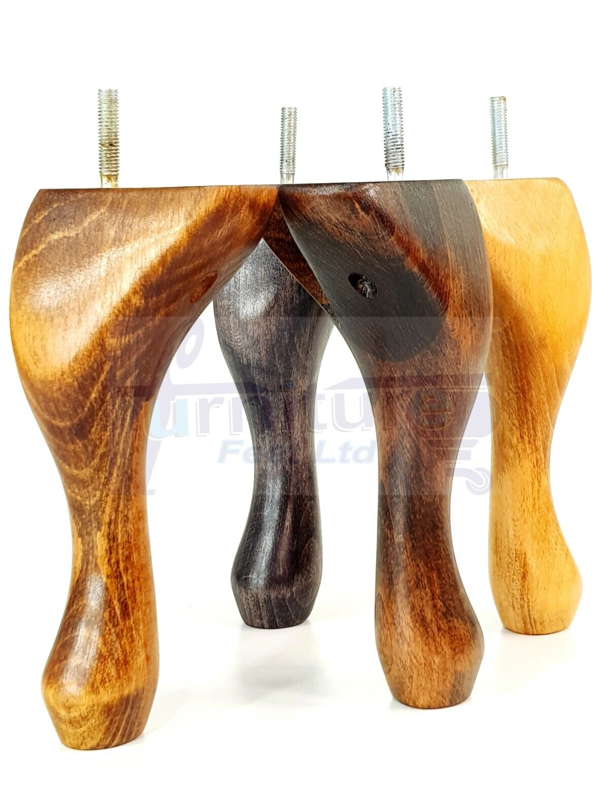 4x Solid Wood Furniture Feet 225mm High Vintage Queen Anne Replacement Legs M8 8 Inches