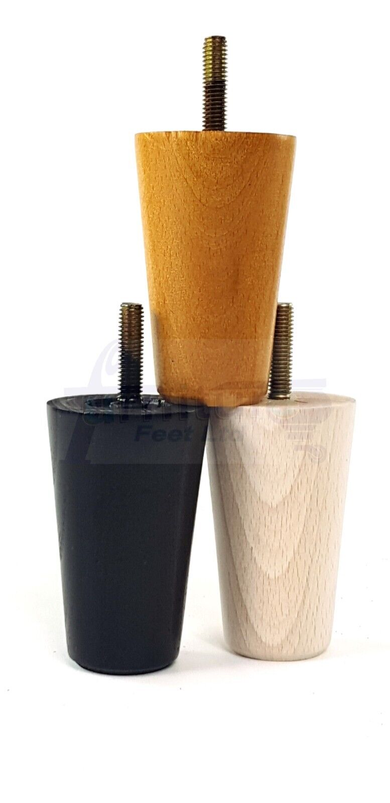 Turned Solid Wood Furniture Feet Round Replacement Mid Century Retro Legs 80mm High M8 Various Colours Set of 4 Sofa Chairs Stools Cabinets
