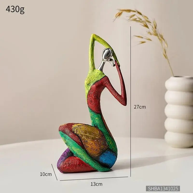 Unique Colourful Woman in A Yoga Stretch Abstract Art Figure