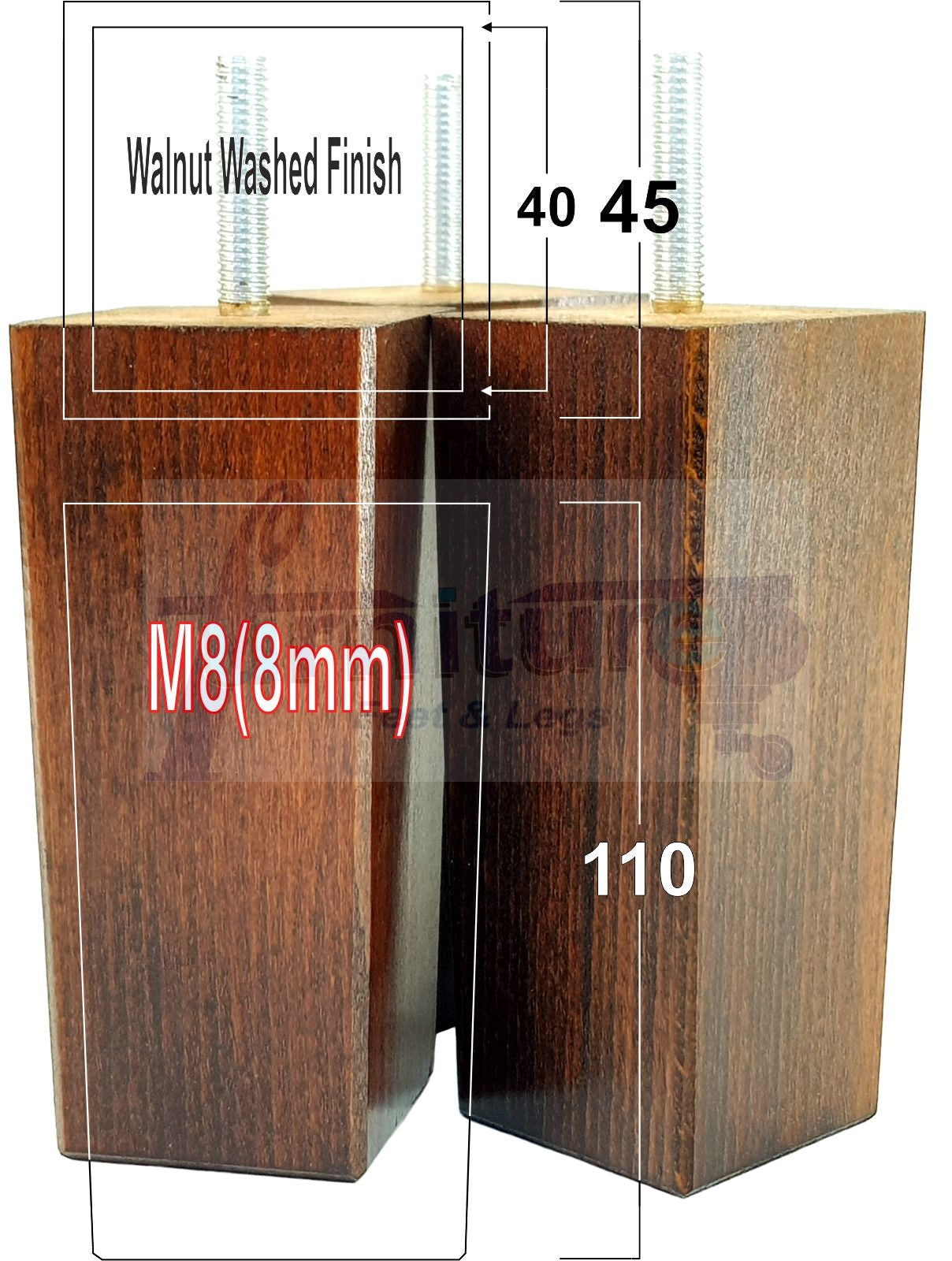 4 Wood Furniture Feet Replacement Legs 110mm High Chairs Stools Sofa Bed Settee & Cabinets M8