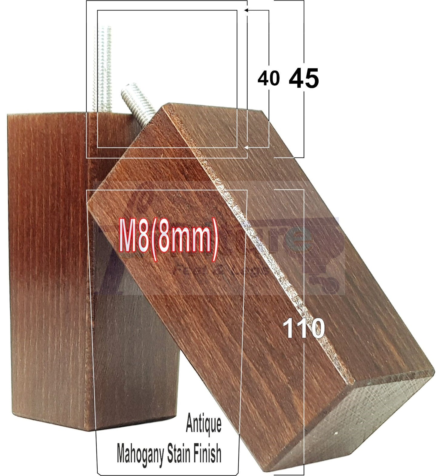4 Wood Furniture Feet Replacement Legs 110mm High Chairs Stools Sofa Bed Settee & Cabinets M8