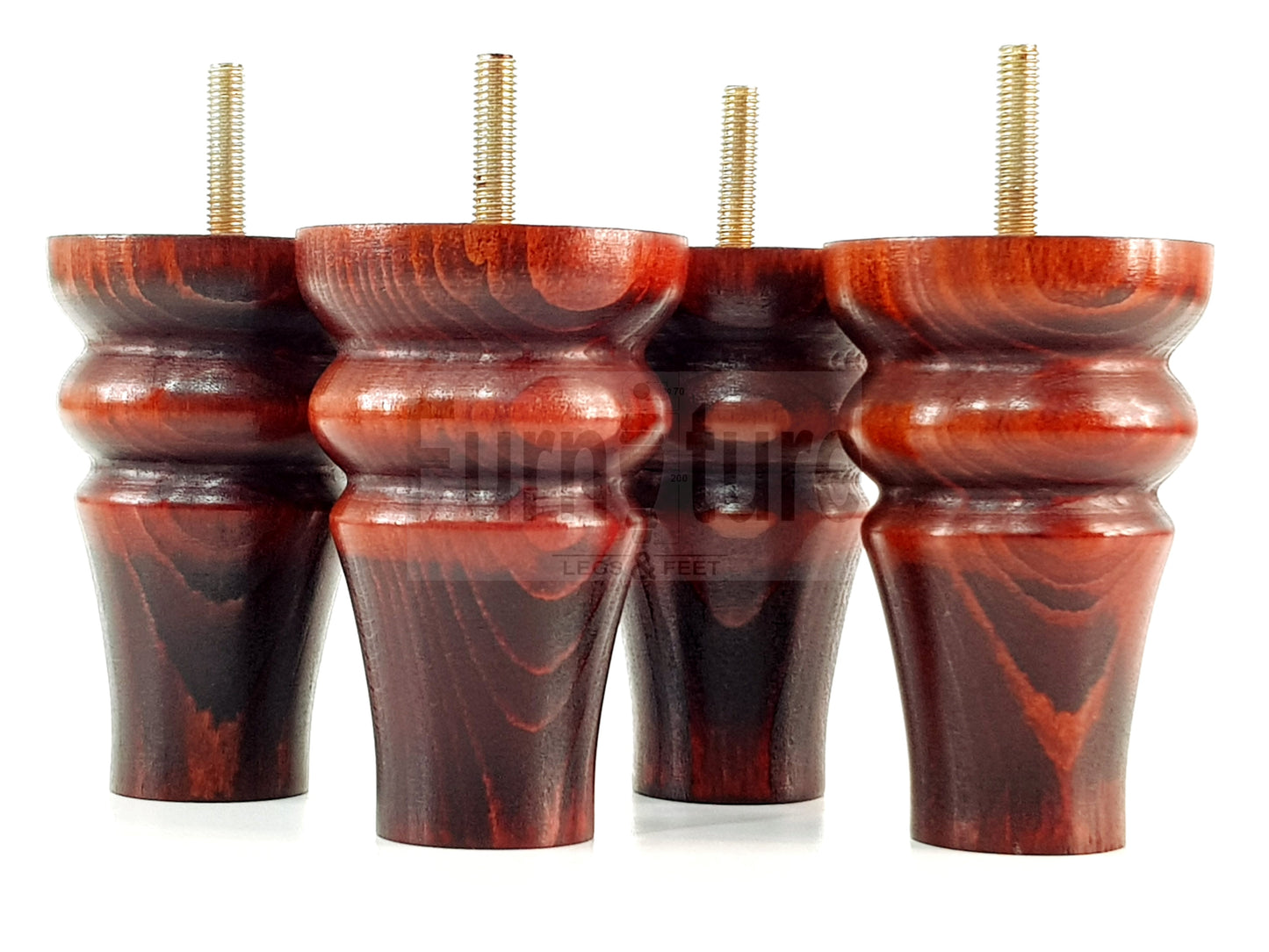 Solid Wood Turned Furniture Legs Replacement Bun Feet 100mm High For Chairs Stools Sofa Beds Settee & Cabinets M8 Set of 4 Multiple Colours