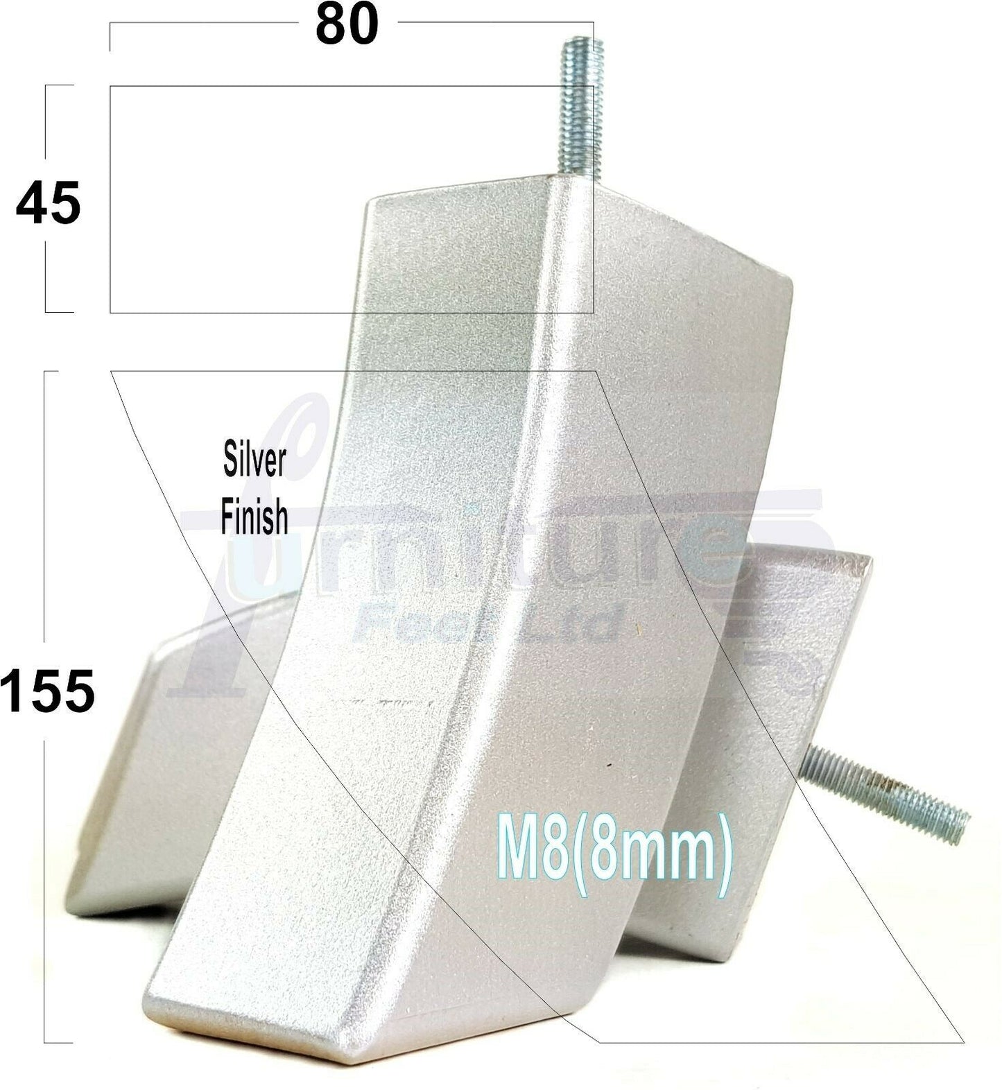 SET OF 4 WOODEN FURNITURE FEET 155mm HIGH REPLACEMENT SOFA LEGS 8mm Thread