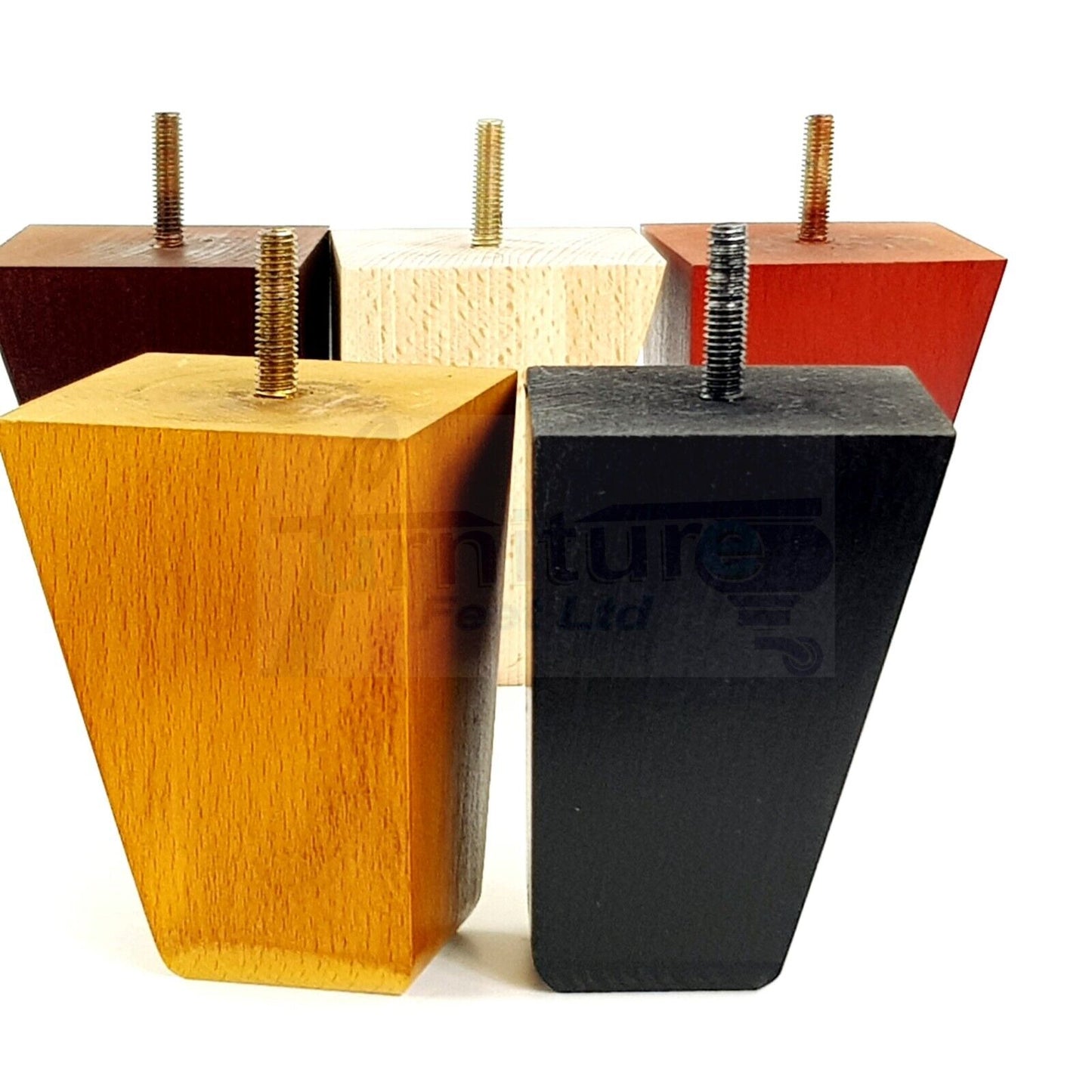 4x Angled Block Wood Sofa Legs 100mm High Replacement Furniture Feet Chairs Cabinets M8(8mm)