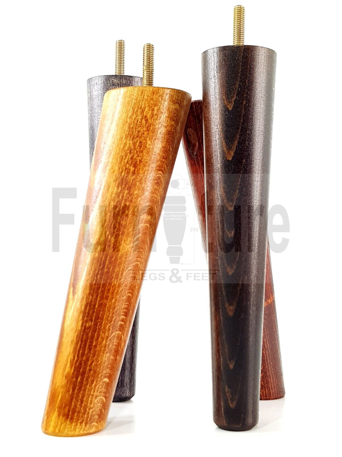 4 Solid Wood Turned Furniture Feet Replacement Mid Centry 2 Angled Retro Legs 135mm High 2 Straight At 150mm M8 Sofa Chairs Stools Cabinets Beds