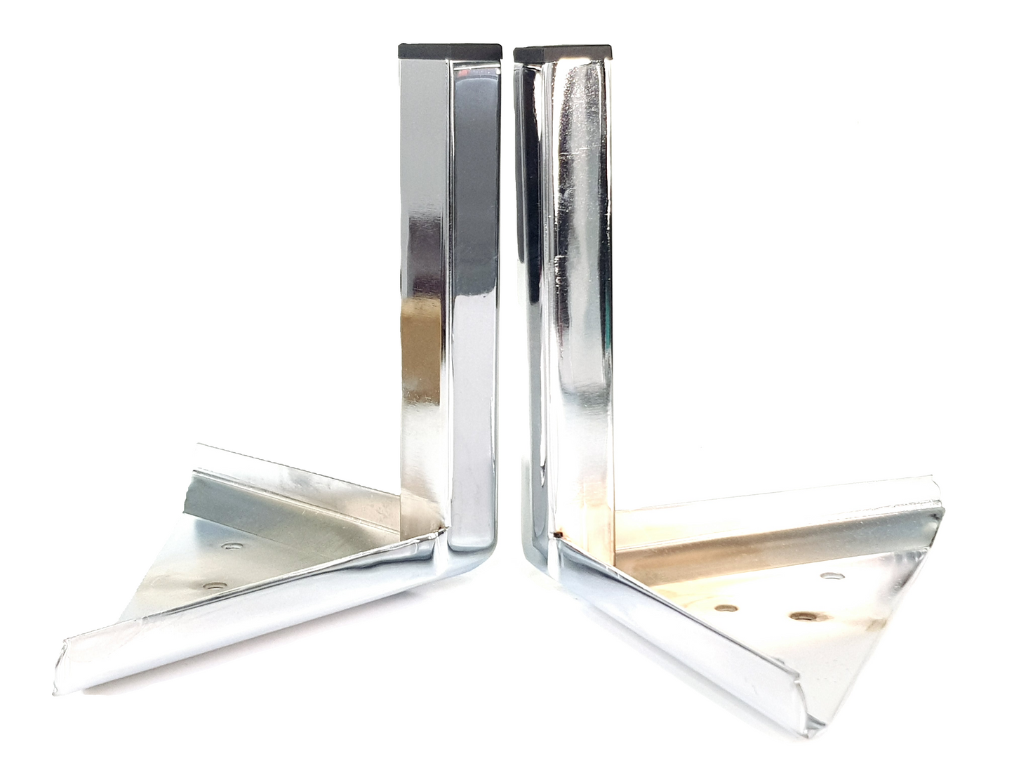 4 Metal Legs Chrome Corner Feet 180mm High Easily Fix With Screws