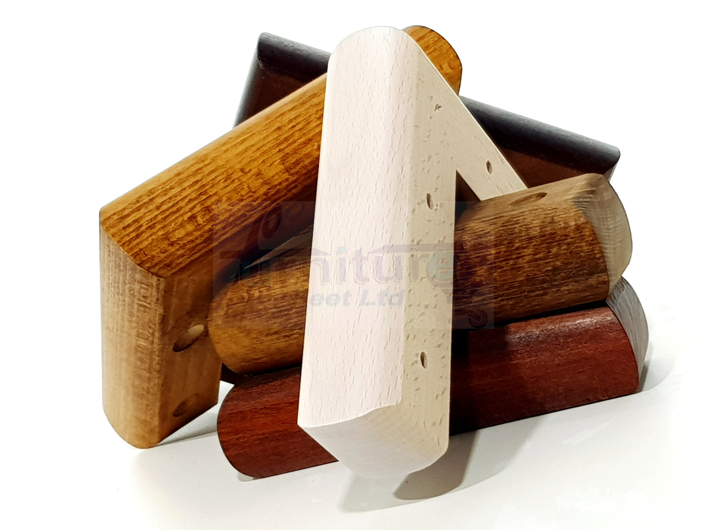 Set Of 4 Wooden Corner Furniture Feet 40mm High Replacement Sofa Chair Legs Self-Fixing: Dark Oak