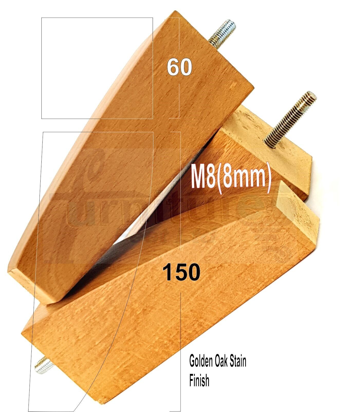 4x Tapered Square Furniture Legs Sofa Feet M8 for Chairs, Settees 150mm High