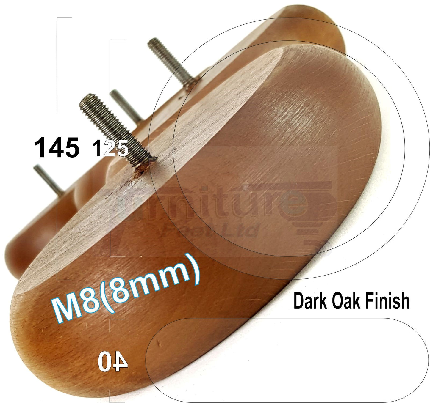 Set Of 4 Turned Wood Furniture Legs Chair Sofa Bed Replacement Bun Feet 40mm High
