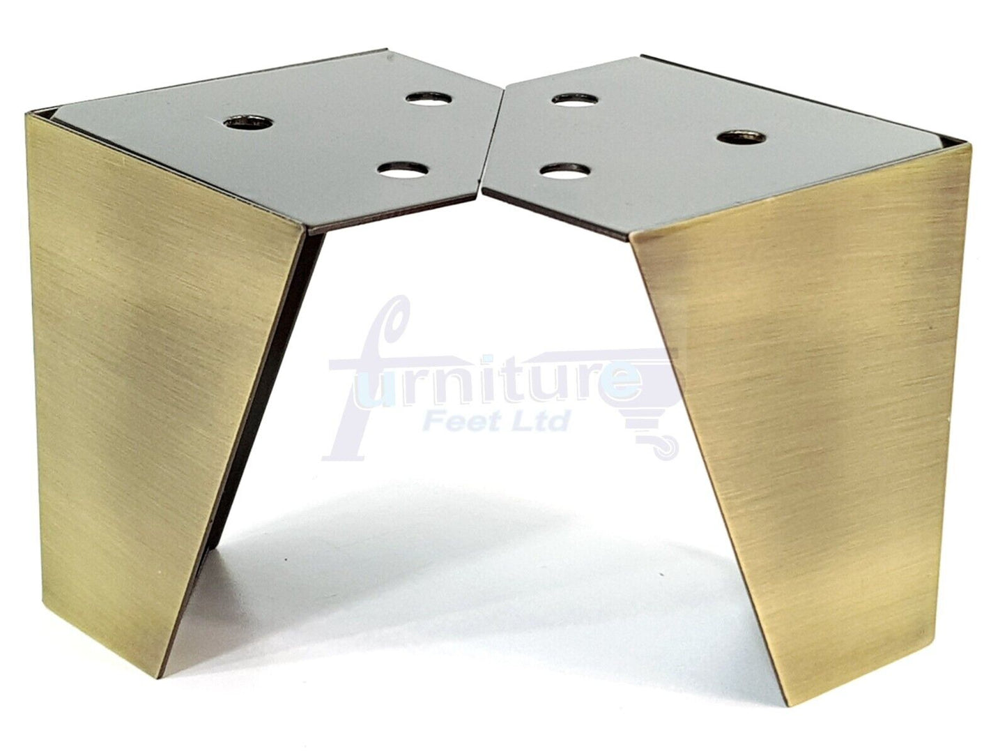 4x Metal Furniture Legs 95mm High Chair Feet Cabinets Brushed Brass (Self-Fix)