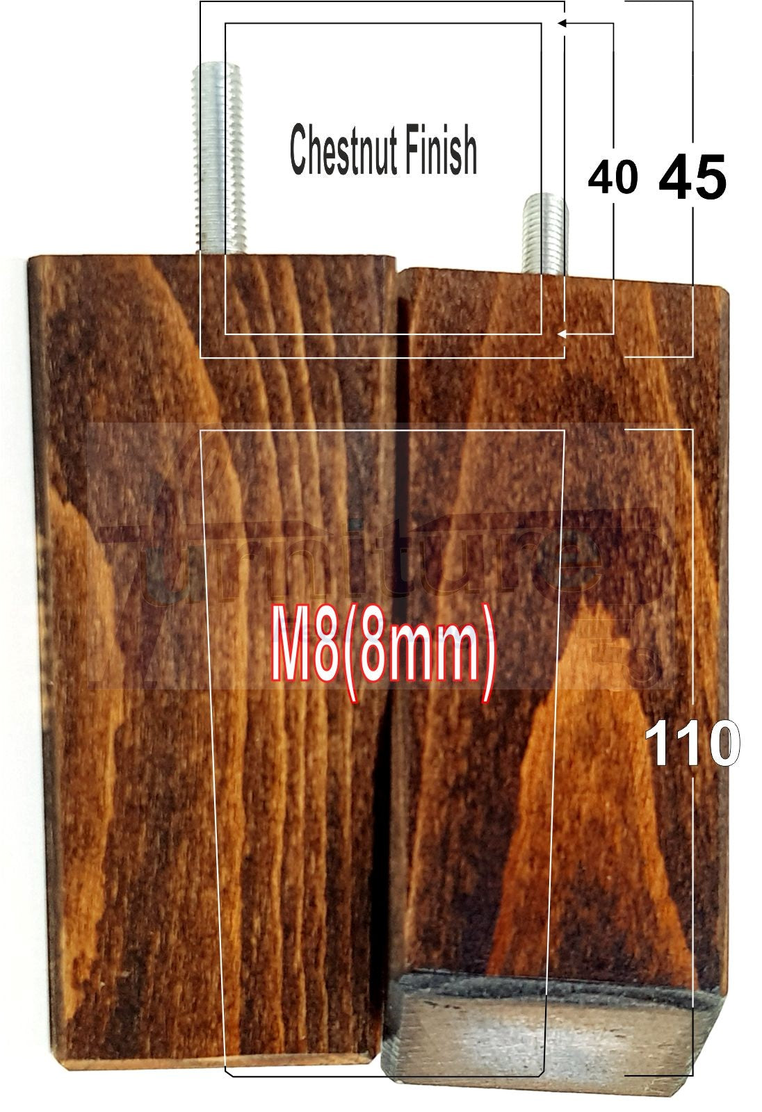 4 Wood Furniture Feet Replacement Legs 110mm High Chairs Stools Sofa Bed Settee & Cabinets M8