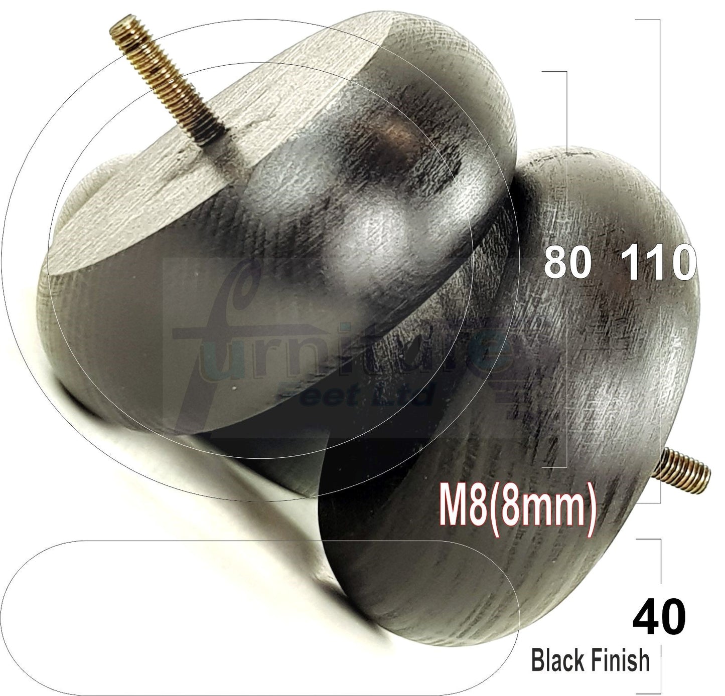 Set Of 4 Turned Wood Furniture Legs Chair Sofa Bed Replacement Bun Feet 40mm High
