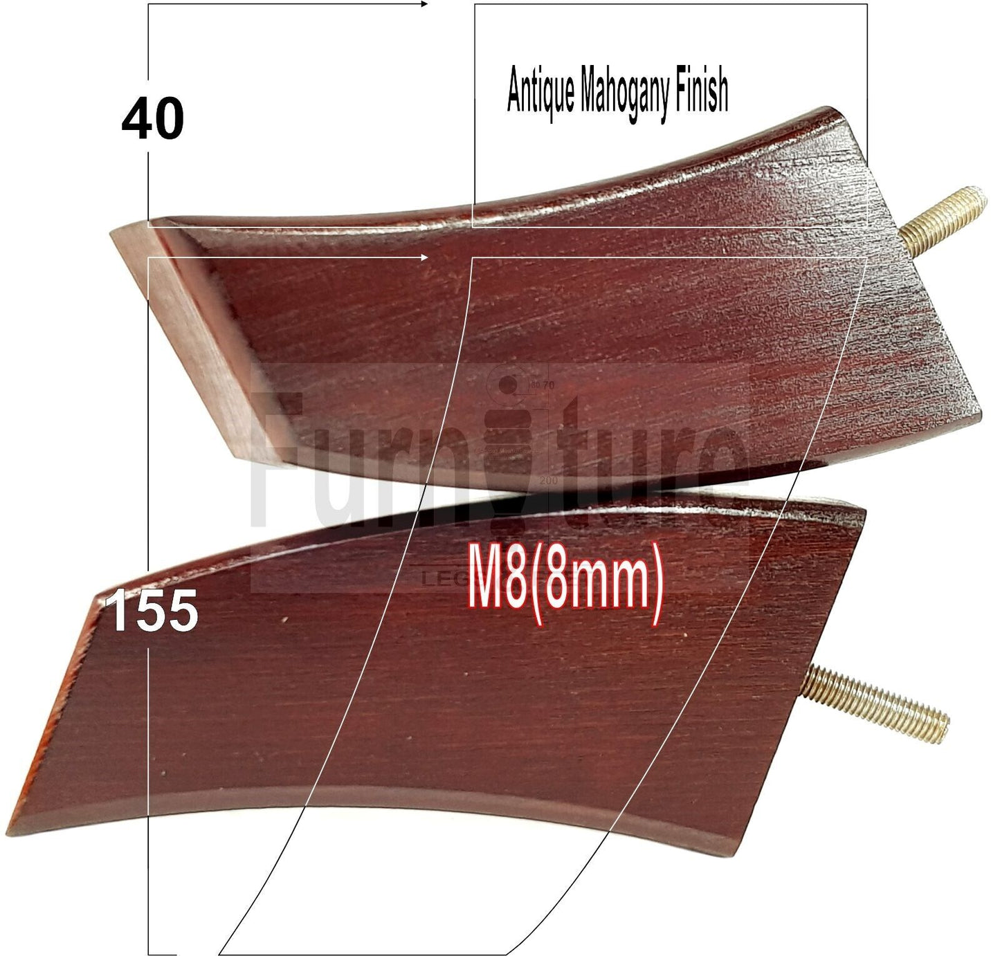 SET OF 4 WOODEN FURNITURE FEET 155mm HIGH REPLACEMENT SOFA LEGS 8mm Thread