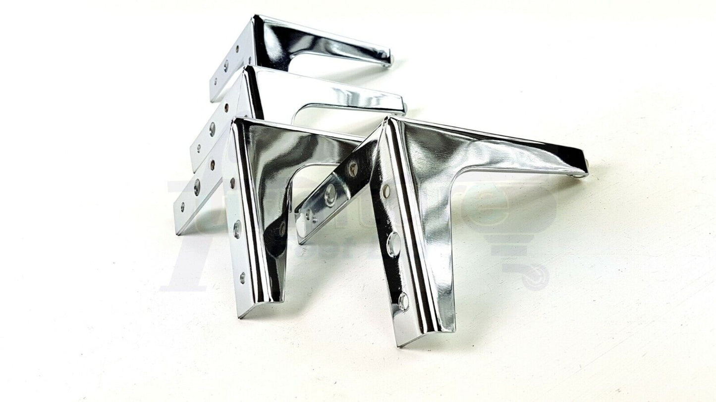 4x Metal Furniture Legs 140mm High Chrome Corner Feet Sofa Chair Beds Cabinets