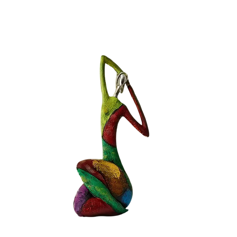 Unique Colourful Woman in A Yoga Stretch Abstract Art Figure