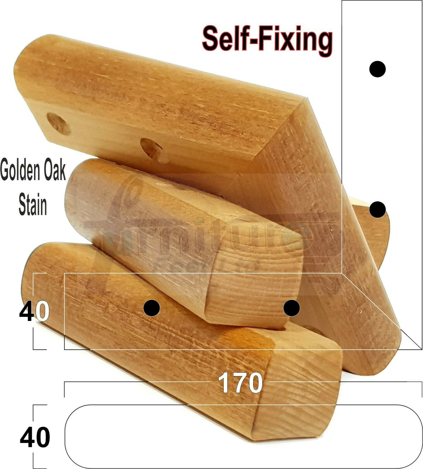 Set Of 4 Wooden Corner Furniture Feet 40mm High Replacement Sofa Chair Legs