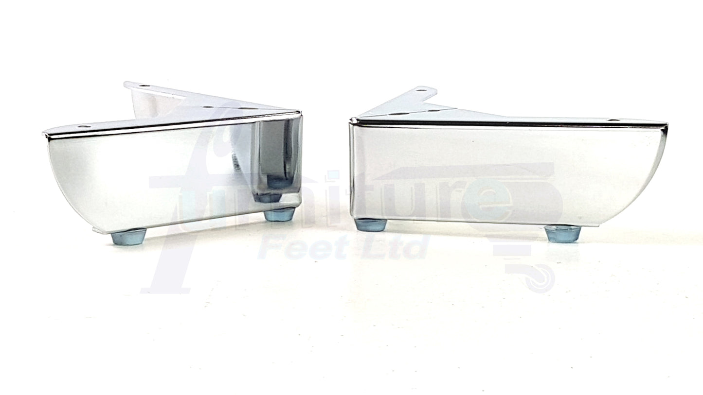 4x FURNITURE FEET METAL CHROME FURNITURE LEGS SOFAS CHAIRS STOOLS 50mm HIGH TSP2109 PreDrilled