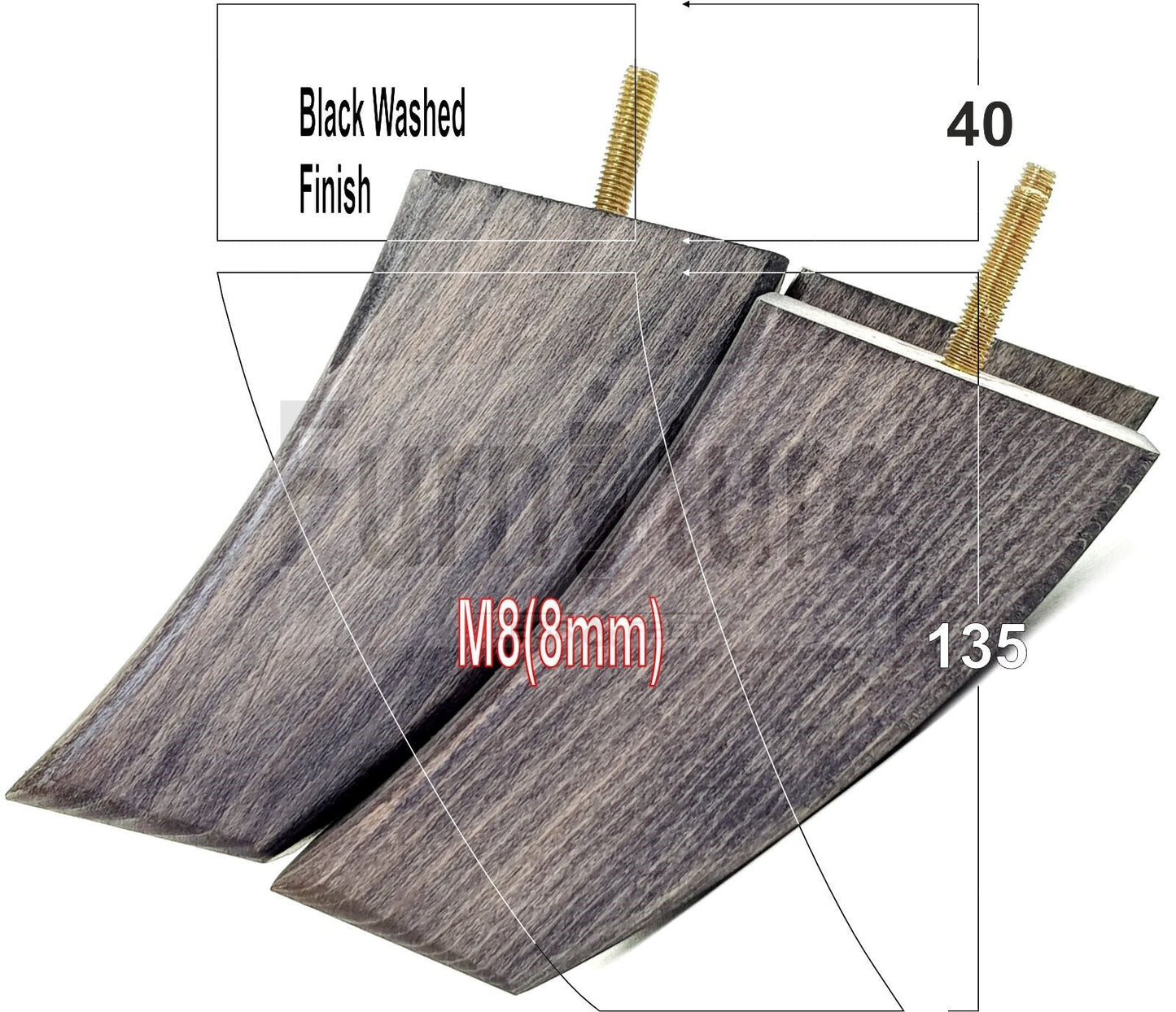 SET OF 4 WOODEN FURNITURE FEET 135mm HIGH REPLACEMENT SOFA LEGS 8mm Thread