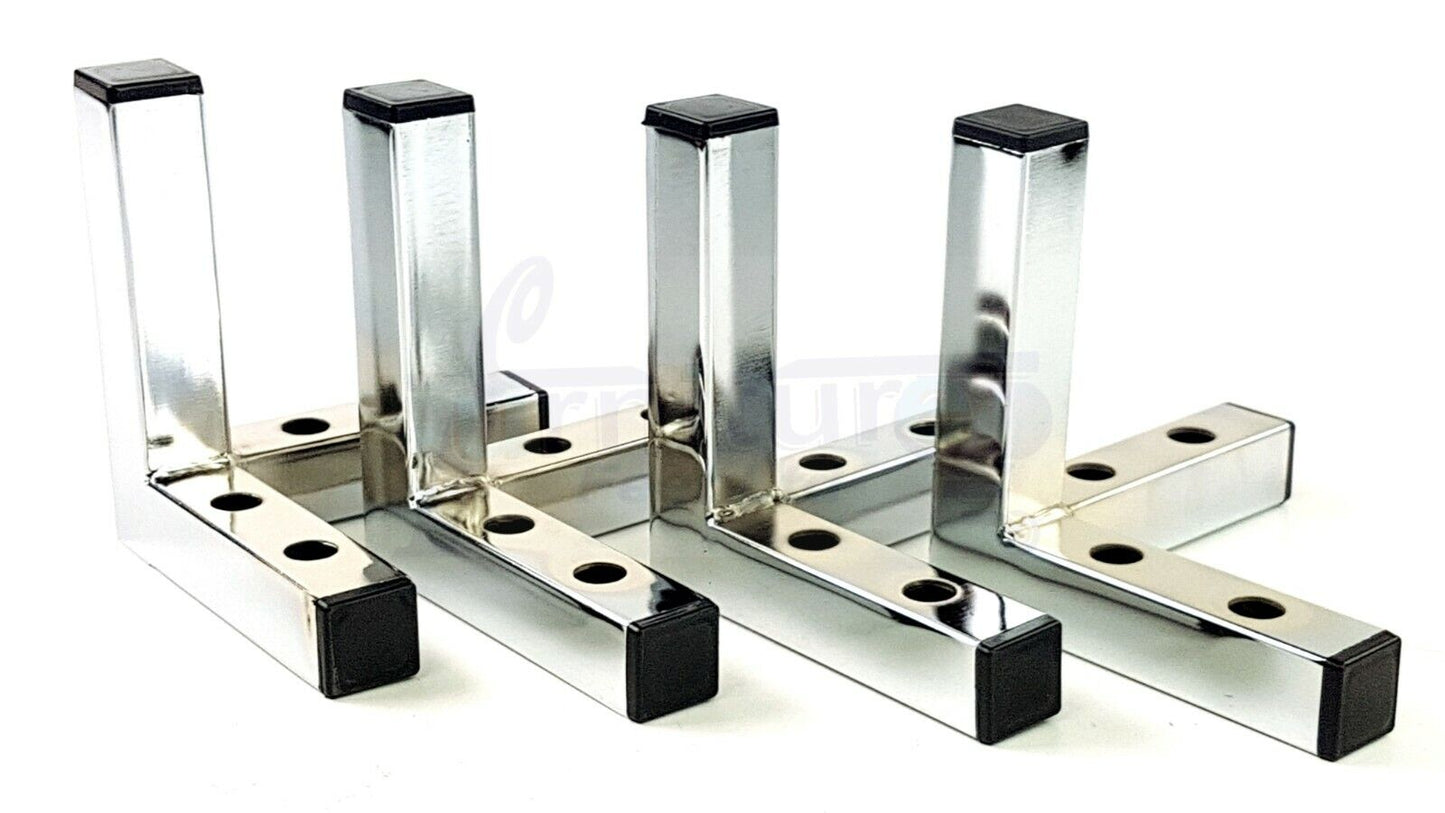 4x Metal Furniture Legs Replacement Sofa Chair Feet 155mm High Chrome (Self-Fix)