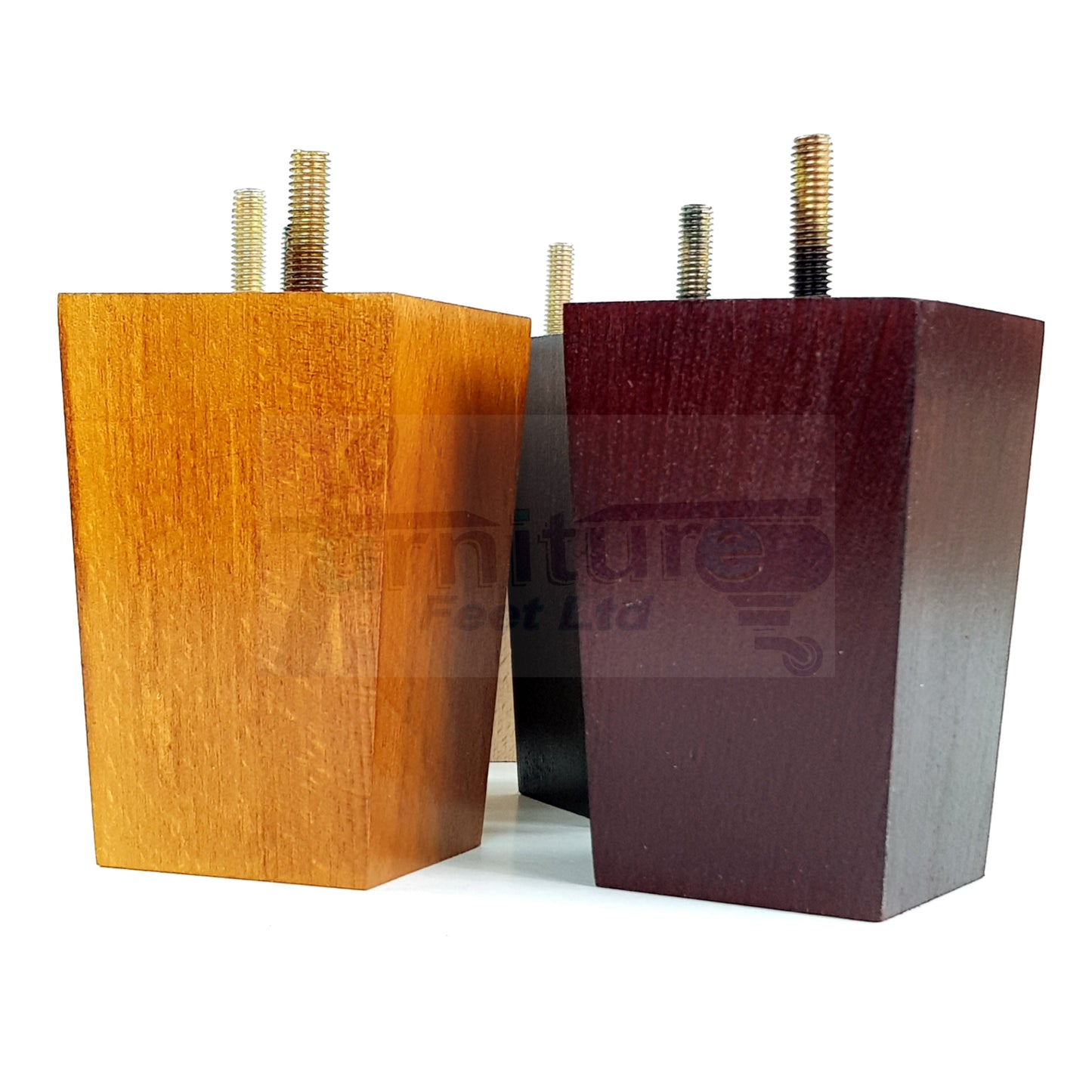 Solid Wood Furniture Feet Square Replacement Block Tapered Legs 100mm High M8 Set of 4 Sofa Chairs Stools Cabinets Beds