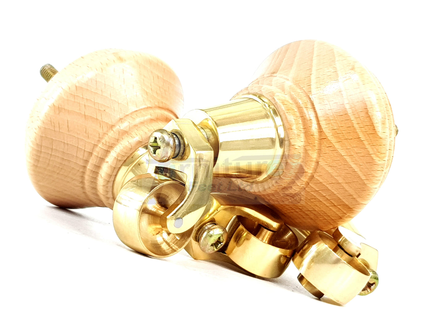4x Natural Wooden Furniture Sofa Legs M8 With Brass Castors Replacment Chair Settee Feet 115mm - 125mm High