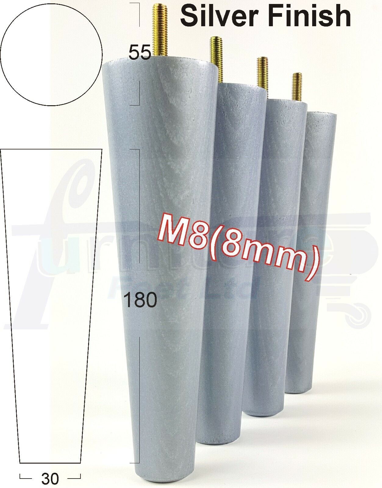 4 Retro Wood Replacement Furniture Chair Legs M8 Footstool Settee Sofa Feet 180mm High