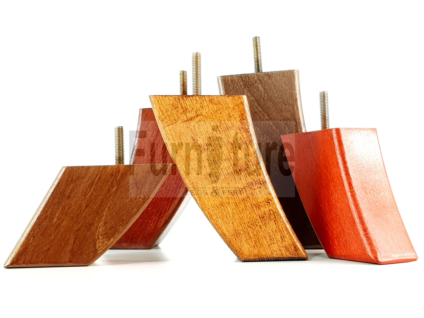 4x Wooden Furniture Legs 75mm High Replacement Sofa Feet 10mm Thread