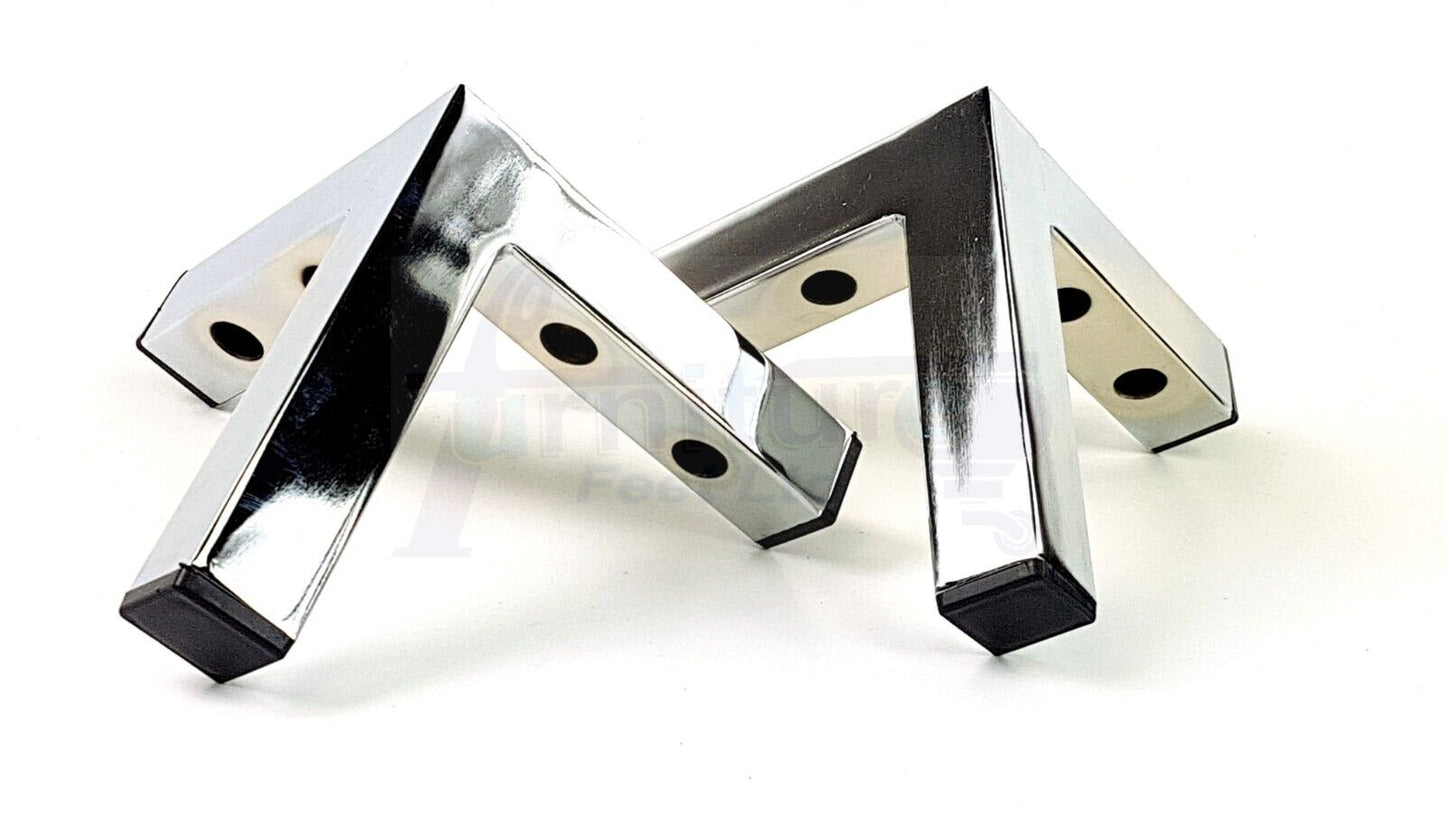 4x Metal Furniture Legs Replacement Sofa Chair Feet 155mm High Chrome (Self-Fix)