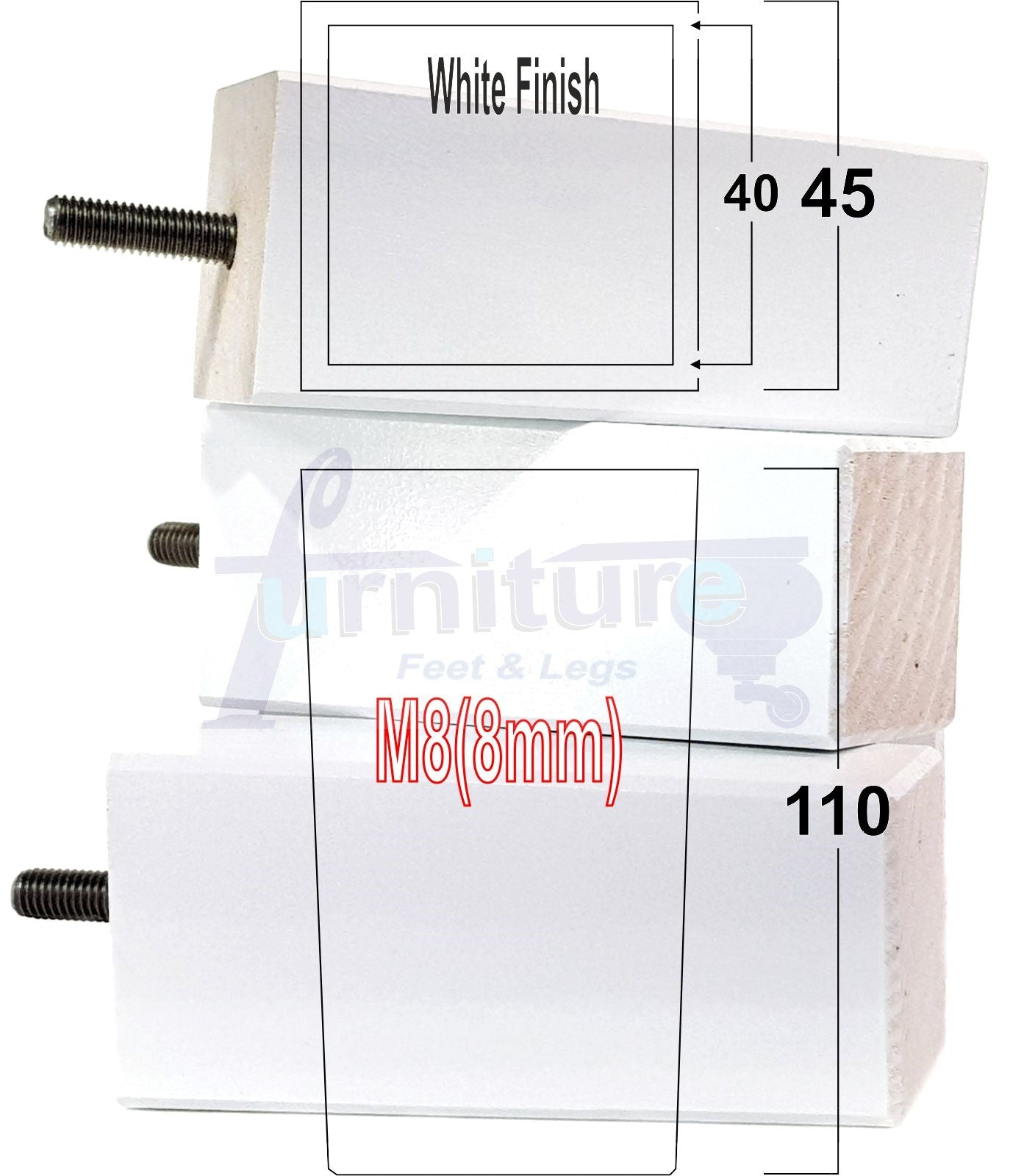 4 Wood Furniture Feet Replacement Legs 110mm High Chairs Stools Sofa Bed Settee & Cabinets M8