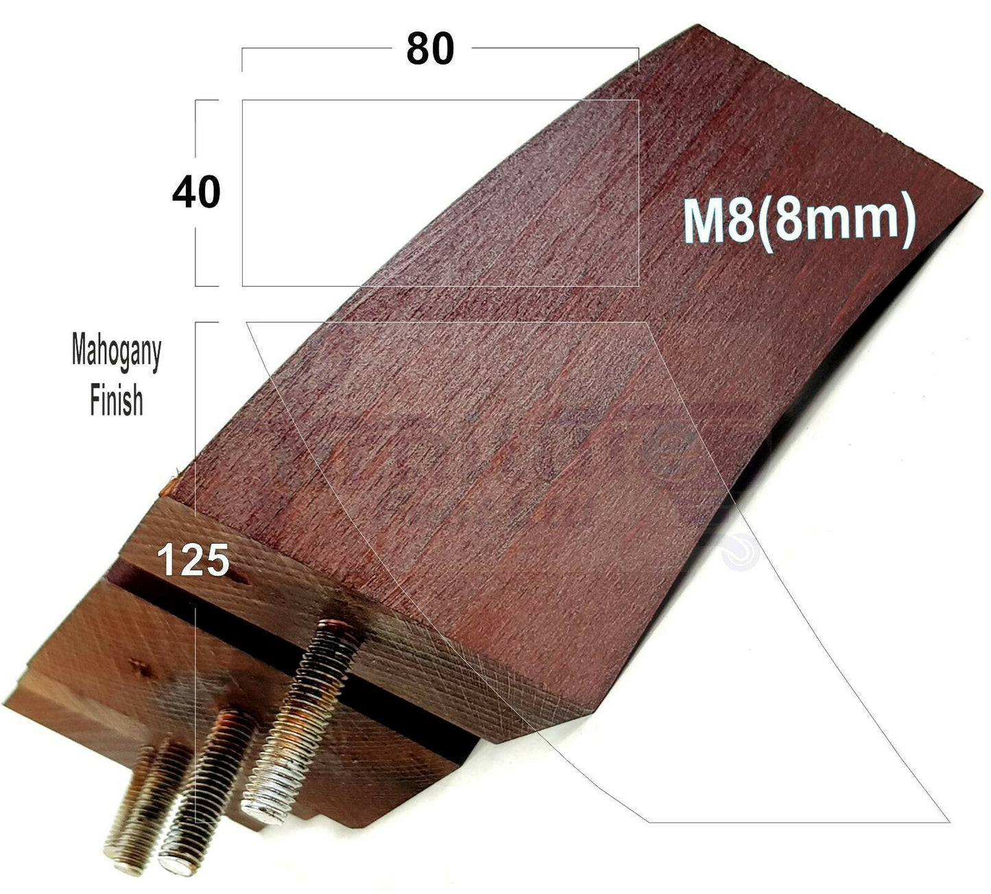 SET OF 4 WOODEN FURNITURE FEET 125mm HIGH REPLACEMENT SOFA LEGS 8mm Thread
