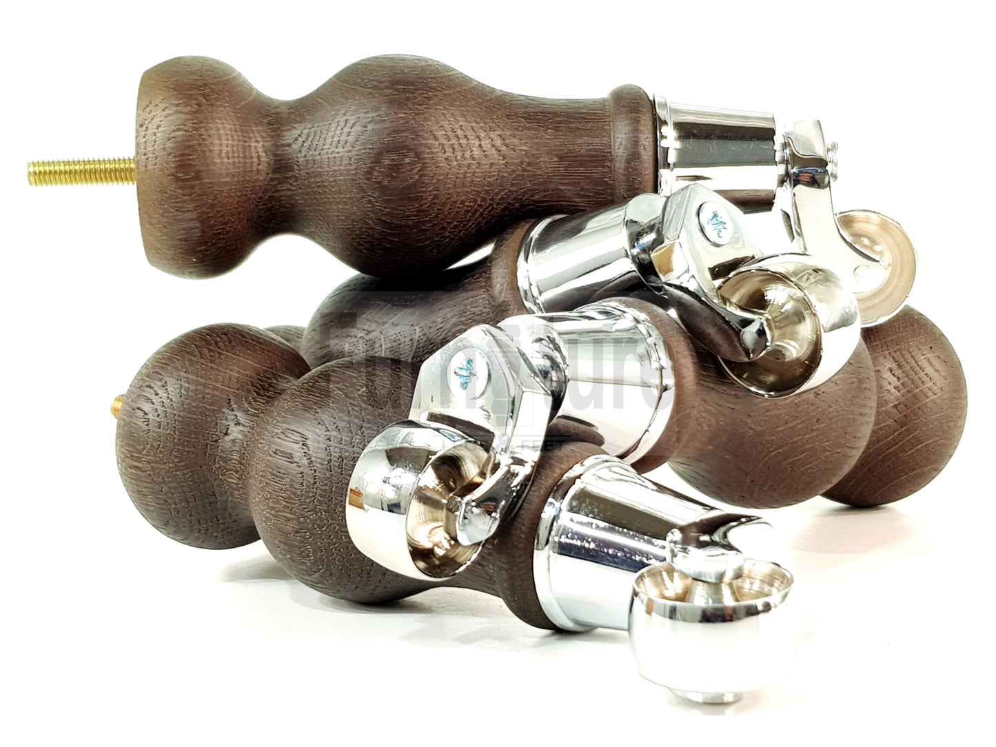 4x Solid Oak Wood Furniture Castor Legs Sofa Settee Chair Replacement Feet 195mm