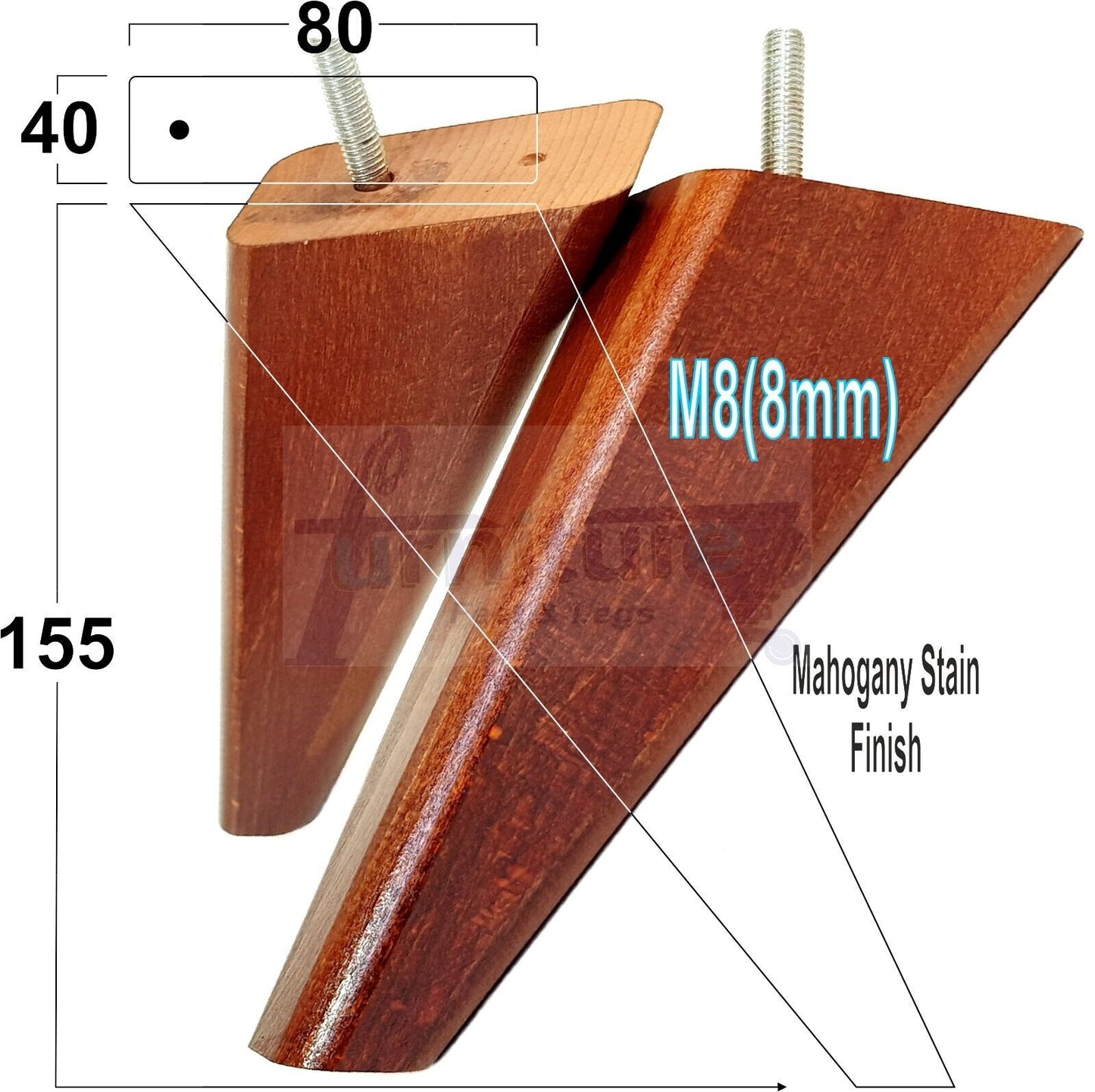 4 Replacement Tapered Feet 150mm High Wood Angled Furniture Legs 6 Inches Tall Chairs Stools Sofa's Beds Settee Cabinets M8